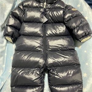 Moncler Baby Down Padded Samian Snowsuit in Navy